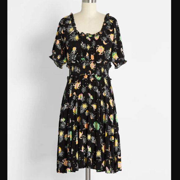 Zodiac print retro dress ModCloth NWT - L - Picture 1 of 4